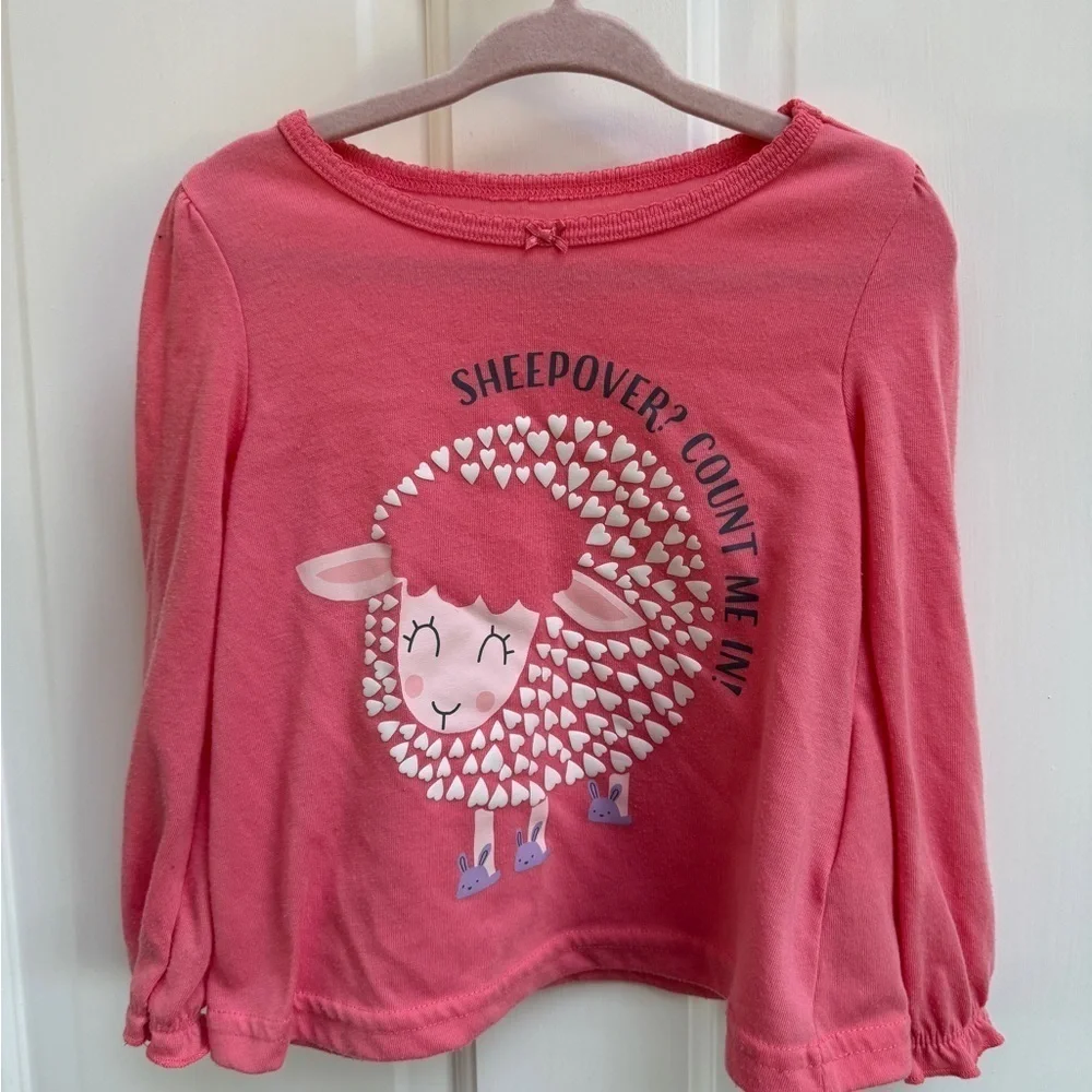 Carter’s 2T Girls Pink Sheepover Count Me In Long Sleeve Pajama Top